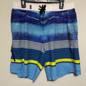 Spyder Men's Swim Trunks XL Blue White Striped Board Shorts Swim Resort Vacation
